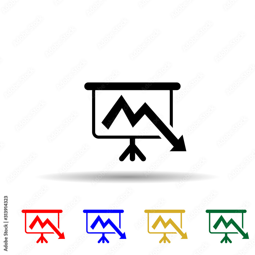 Poster monitor with business graph multi color style icon. simple glyph, flat vector of profit icons for ui