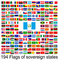 Guatemala, collection of vector images of flags of the world