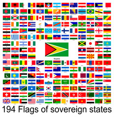 Guyana, collection of vector images of flags of the world