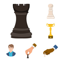 Vector design of chess and game icon. Set of chess and strategy vector icon for stock.