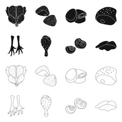 Vector illustration of product and poultry sign. Collection of product and agriculture stock vector illustration.