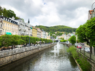 Fototapeta na wymiar close up view of the czech city Karlovy Vary