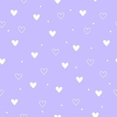Vector graphics. Adorable, cute pattern with hearts. Light background. Romantic background template. 