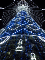 Big Christmas tree with many lights
