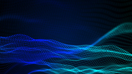 Digital technology background. Dynamic wave of glowing points. Futuristic background for presentation design. 3d rendering.