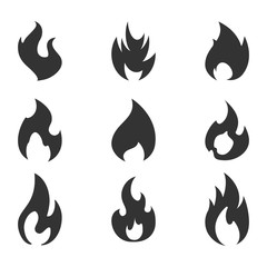 Fire flame logo icon set, vector symbols. Stock illustration