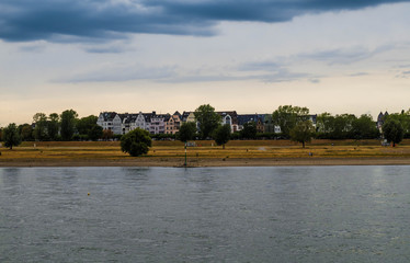 Landscape of German houses across  the river