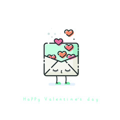 Vector illustration of letter in an envelope, love message cartoon funny character 