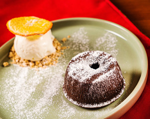 chocolate fondant with ice cream