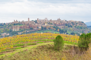 Orvieto (Italy) - The beautiful etruscan and medieval stone town in Umbria region, with nice historic center, during the autumn.