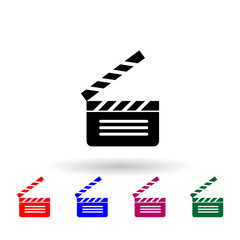 Open movie cracker multi color icon. Simple glyph, flat vector of theatre icons for ui and ux, website or mobile application