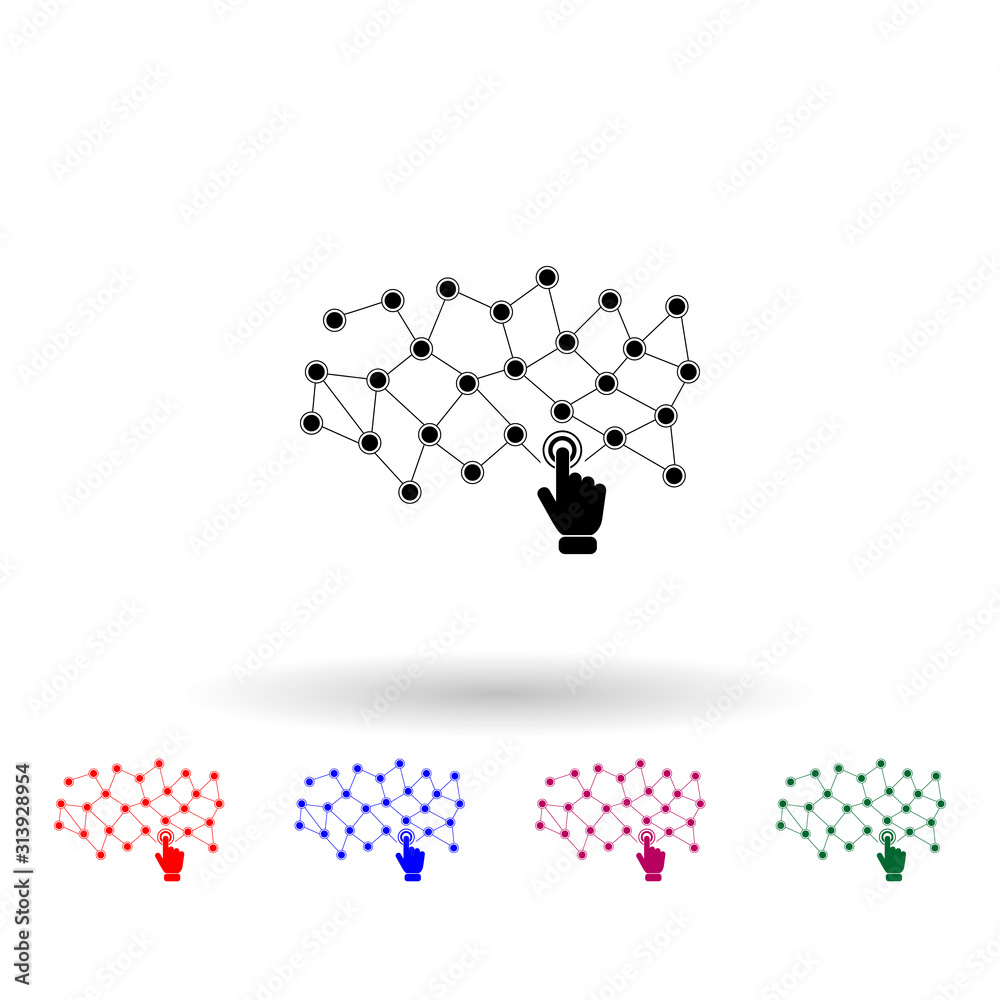 Poster virtual network multi color icon. simple glyph, flat vector of touch screen icons for ui and ux, web
