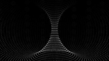 Tunnel or wormhole. Wireframe 3D surface tunnel grid. 3d rendering. - obrazy, fototapety, plakaty
