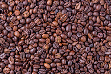 Roasted coffee beans texture, background
