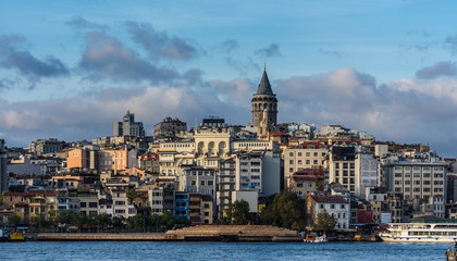 Fototapeta na wymiar Istanbul, the Bosphorus, Galata tower from Galata bridge