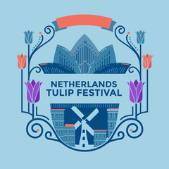 Tulip Festival Card Template Vector Illustration