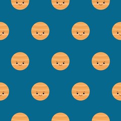 Cute venus planet pattern seamless vector repeat geometric for any web design on blue background