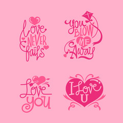 Valentines day lettering quotes collection vector cutting file