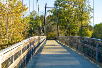 Pedestrian bridge on a hiking trail