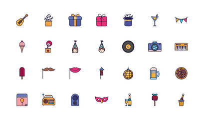 Isolated party icon set vector design