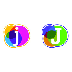 set of colorful icons, J letter logo, Letter J in colorful circle.