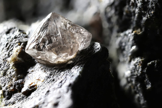 natural diamond nestled in kimberlite