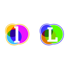 set of colorful icons, L letter logo, Letter L in colorful circle.