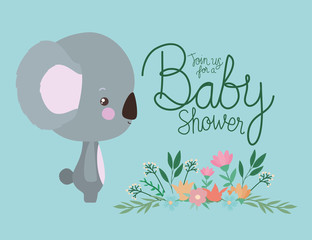Baby shower invitation with koala cartoon vector design © Grgroup