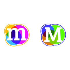 Two colorful abstract logos featuring the letter m in lowercase and uppercase