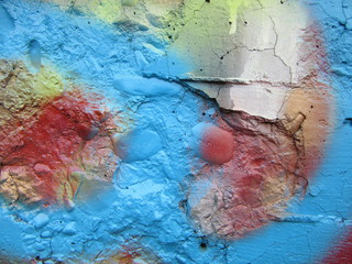 Paint sprayed on an old cement wall, urban decay