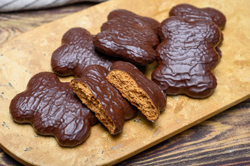 Tasty gingerbread glazed cookies from Torun, Poland