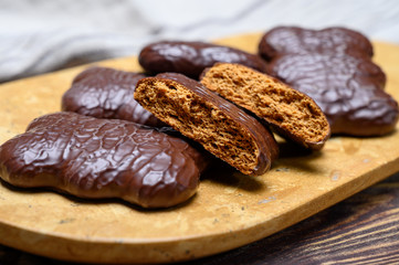 Tasty gingerbread glazed cookies from Torun, Poland