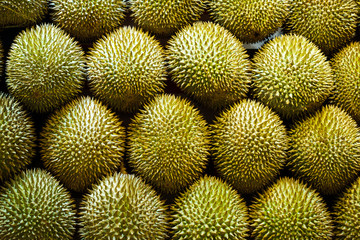 durian fruits on market stand - Durian fruit -