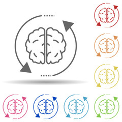 Brain, arrow, inspiring change in multi color style icon. Simple thin line, outline vector of business icons for ui and ux, website or mobile application