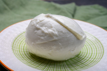 Cheese collection, soft white Italian mozzarella di bufala campana