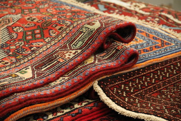 Oriental red carpets creased for sale