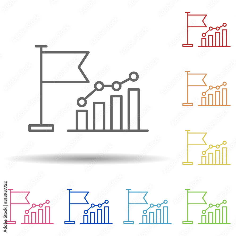 Poster flag, chart in multi color style icon. simple thin line, outline vector of business icons for ui and