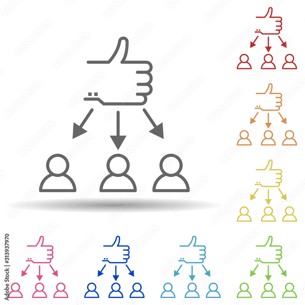 Poster like, team in multi color style icon. simple thin line, outline vector of business icons for ui and 
