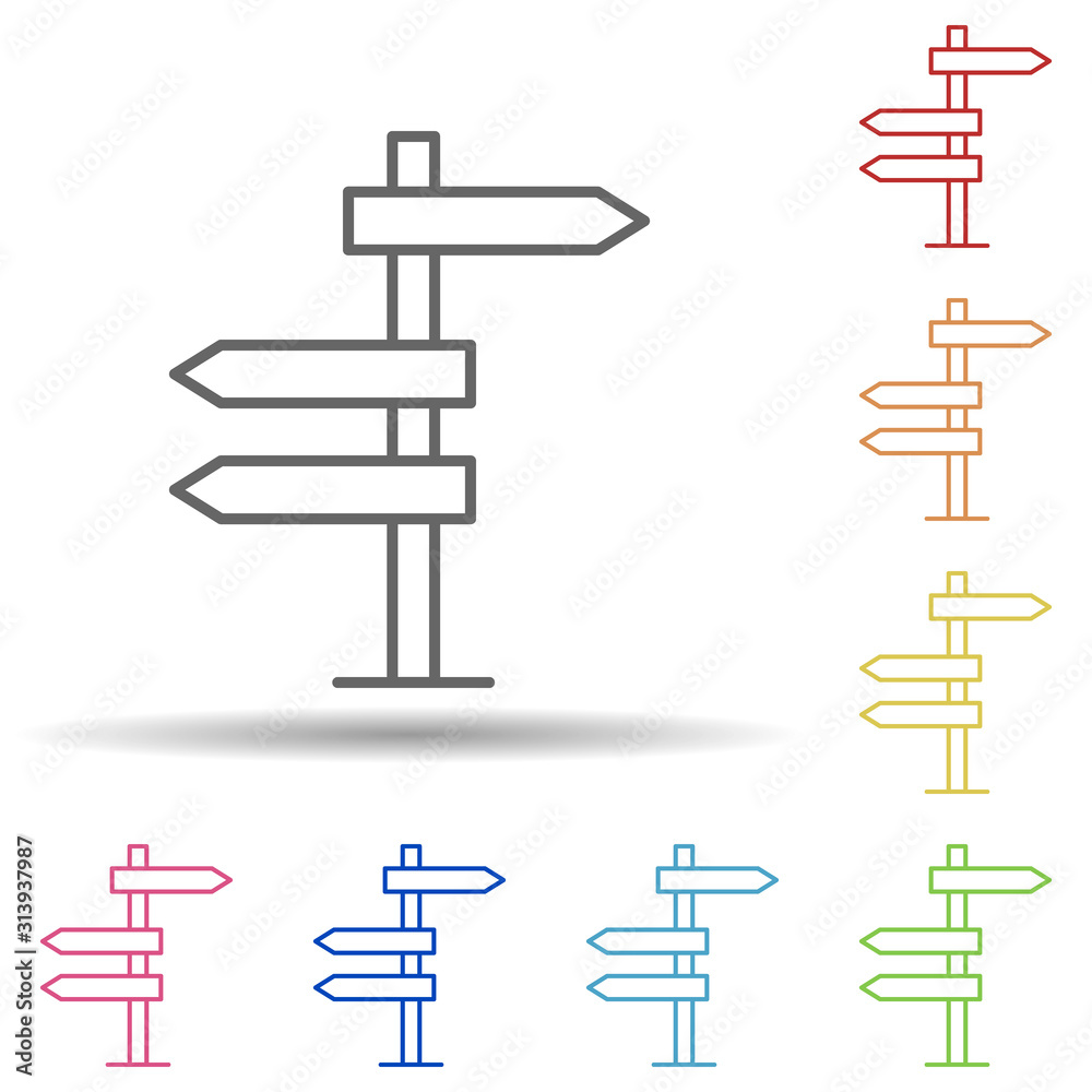 Poster direction, arrow in multi color style icon. simple thin line, outline vector of business icons for u