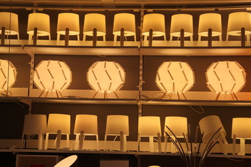 Night glowing lamp shades shelves