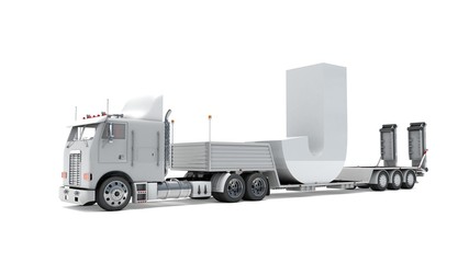 3D illustration of truck with letter J