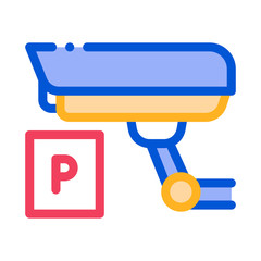 Parking Camcorder Icon Vector. Outline Parking Camcorder Sign. Isolated Contour Symbol Illustration