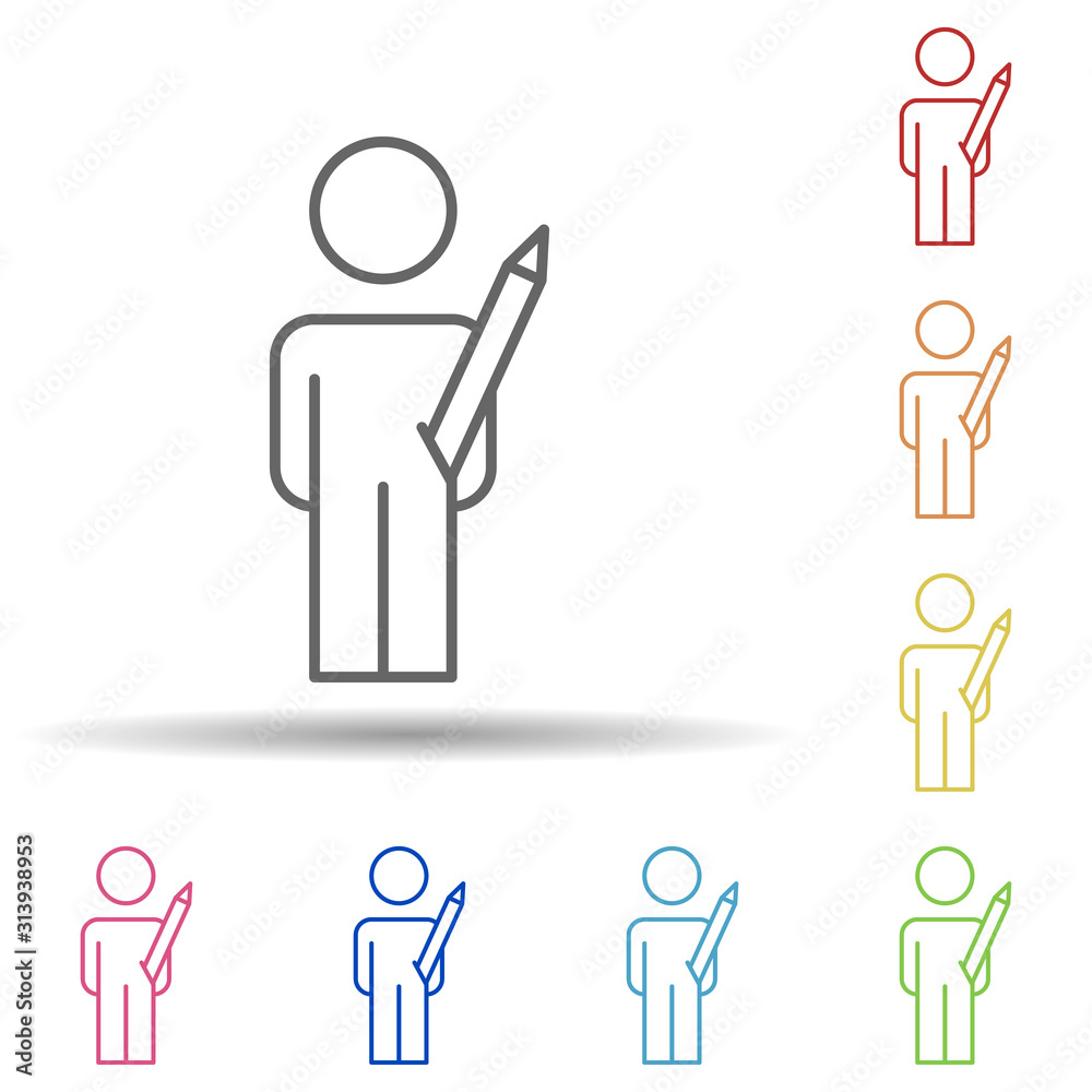 Aufkleber design line in multi color style icon. simple thin line, outline vector of business organisation ico