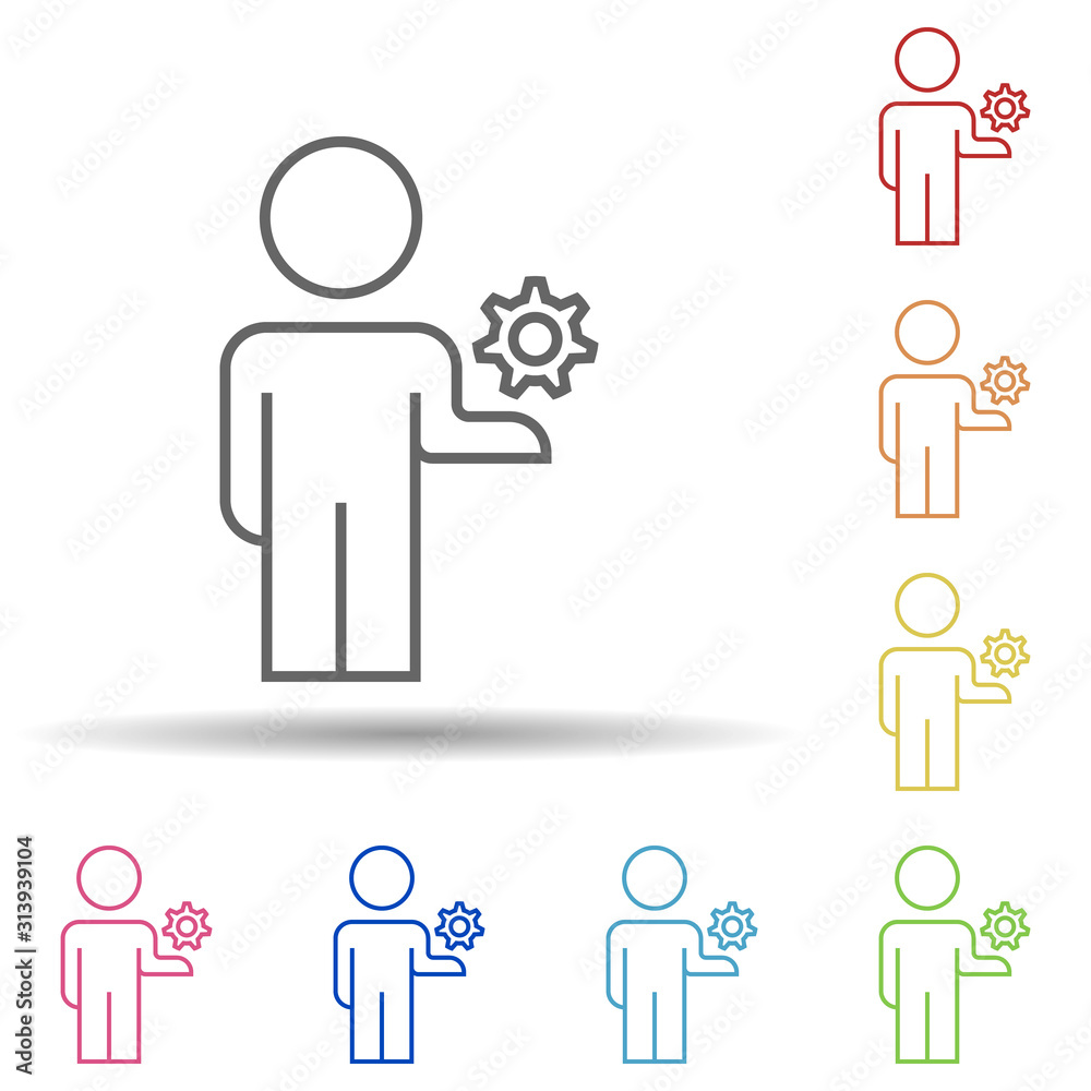 Aufkleber mechanism of work line in multi color style icon. simple thin line, outline vector of business organ