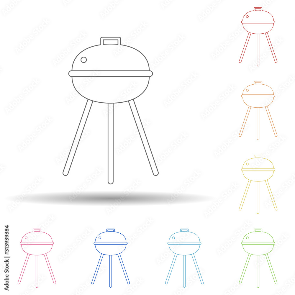 Poster b-b-q colored in multi color style icon. simple thin line, outline vector of camping icons for ui an