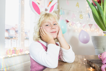 portrait of a girl in dress on easter