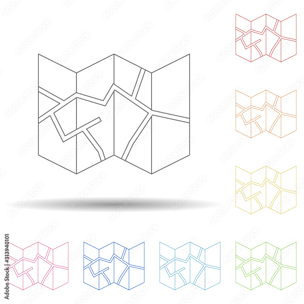 Poster open card colored in multi color style icon. simple thin line, outline vector of camping icons for u