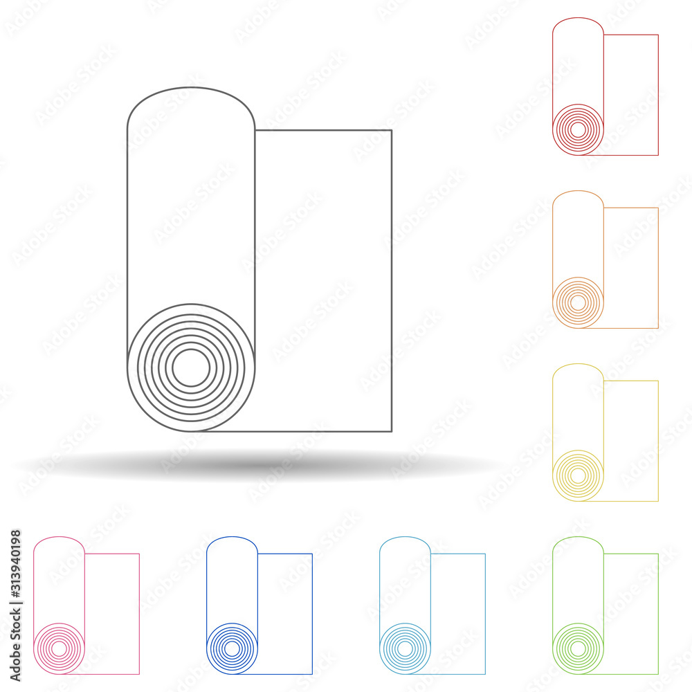 Poster camping mat colored in multi color style icon. simple thin line, outline vector of camping icons for