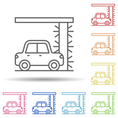Brush carwash in multi color style icon. Simple thin line, outline vector of car wash icons for ui and ux, website or mobile application