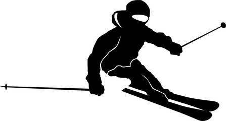 Winter Sport Ski Silhouette Illustration - 313941762